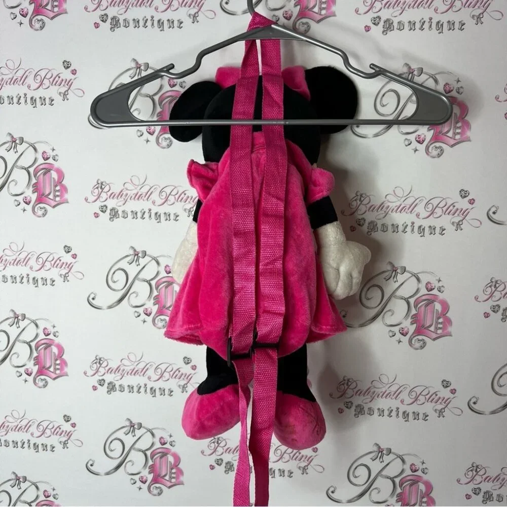 Disney backpack bag Minnie Mouse zip up cherries 🍒 Pink Plush Mouse